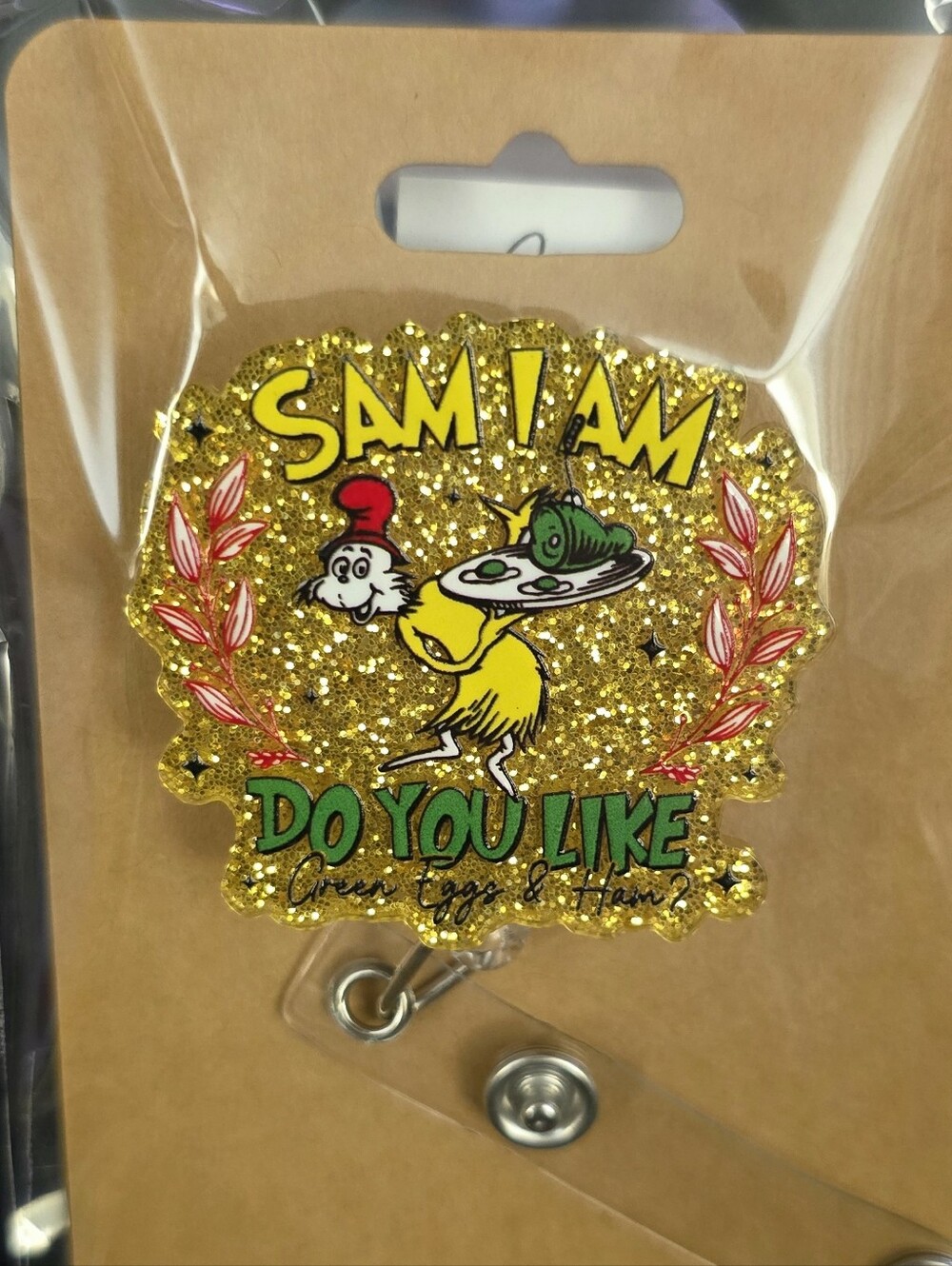 Green Eggs & Ham Novelty Badge Reel - Retractable ID Holder